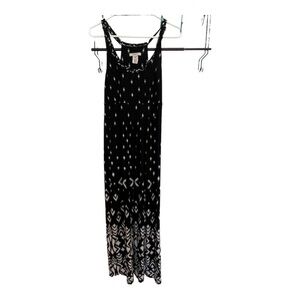 Covington Maxi Dress MP Medium Petite Braided Detail Scoop Neck Geometric‎ Black